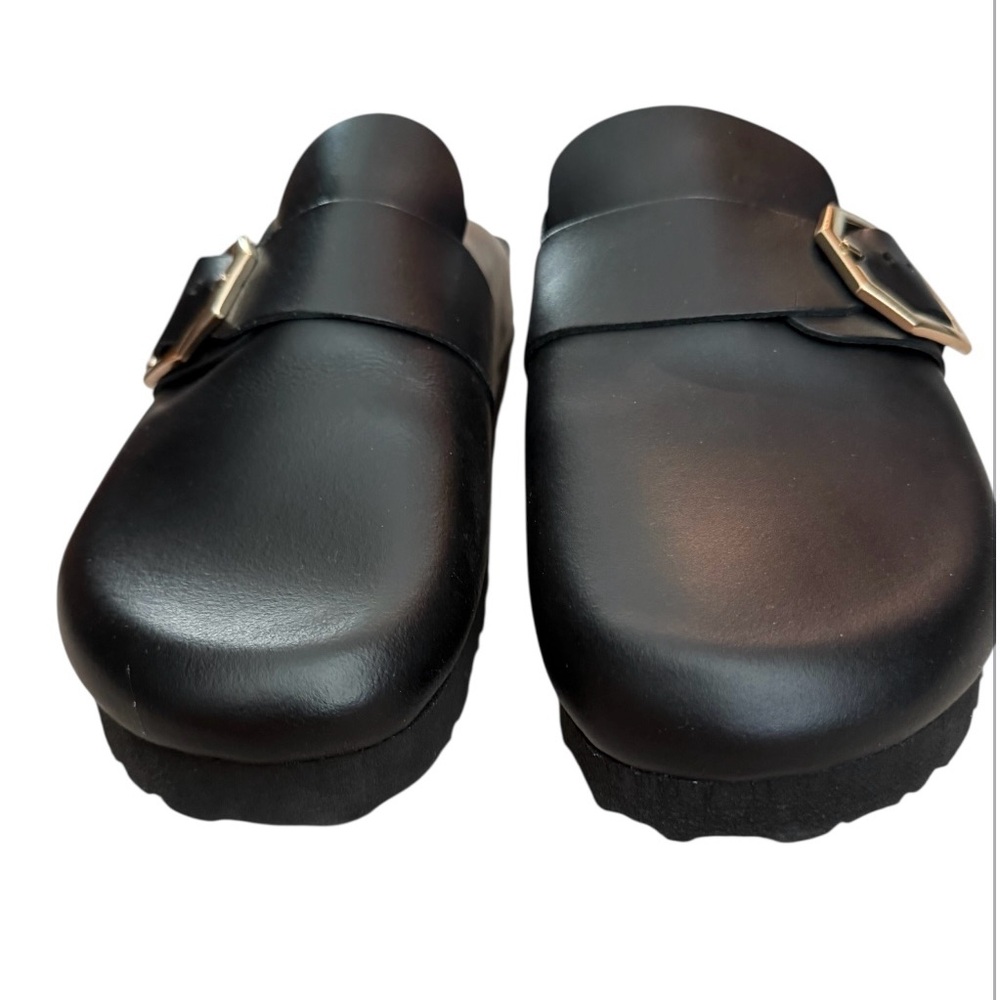 NWOT Bio Green women’s 40 soft memory foam leather slip on black clogs - Picture 3 of 8